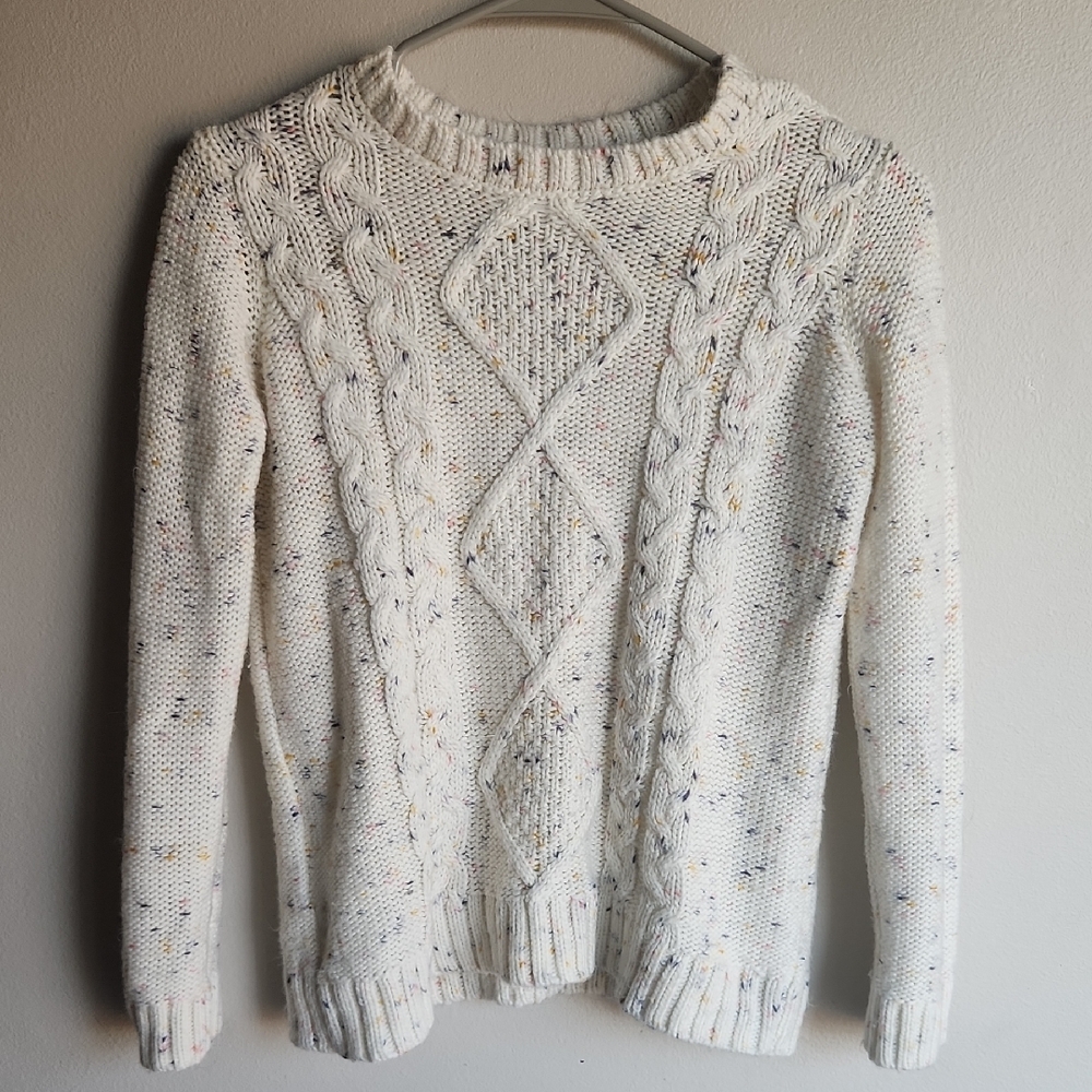 OshKosh B'gosh Cream Cable Knit Sweater with Multicolor Flecks